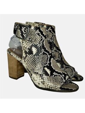 VIONIC Womens Sz 7 Blakely Snakeskin Leather Peep Toe Block Heel Booties Sandals